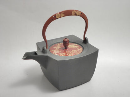 小鉄瓶　四方 D-2竹 弦 黒菊桐