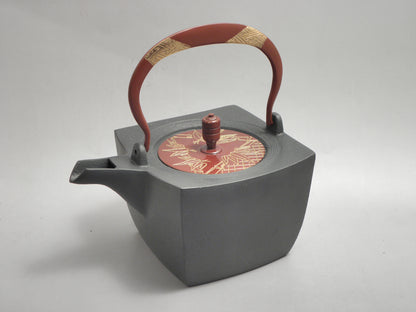 小鉄瓶　四方 D-2竹 弦 黒紗綾（赤紗綾）