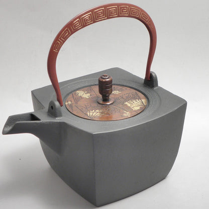 小鉄瓶　四方 D-1扇面 弦 黒雷門（赤雷門）