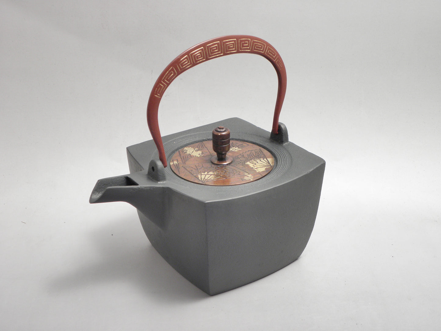 小鉄瓶　四方 D-1扇面 弦 黒雷門（赤雷門）