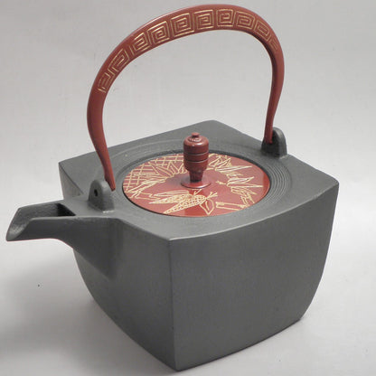 小鉄瓶　四方 D-2竹 弦 黒雷門（赤雷門）