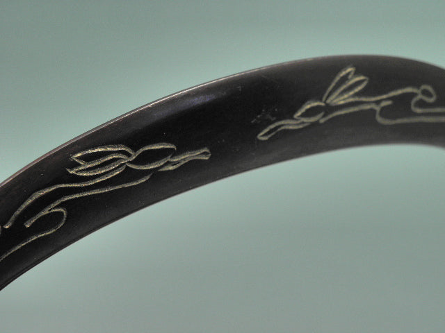 小鉄瓶　四方 D-1扇面 弦 黒兎(赤兎)