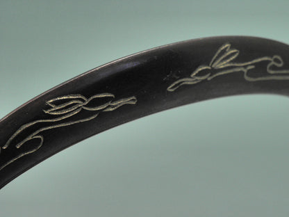 小鉄瓶　四方 D-1扇面 弦 黒兎(赤兎)